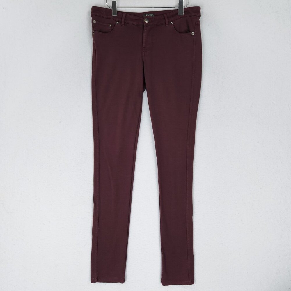 Roots Pants Womens Medium Maroon Red Low Rise Skinny Leg Ankle Stretch Cananda